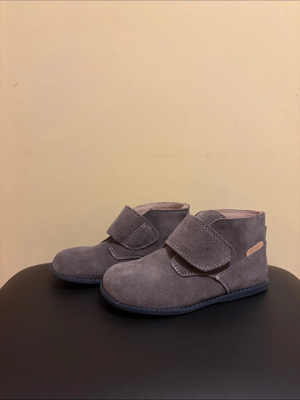 Livie & Luca Gray Suede Kids Ankle Boots with Hook-and-Loop Strap